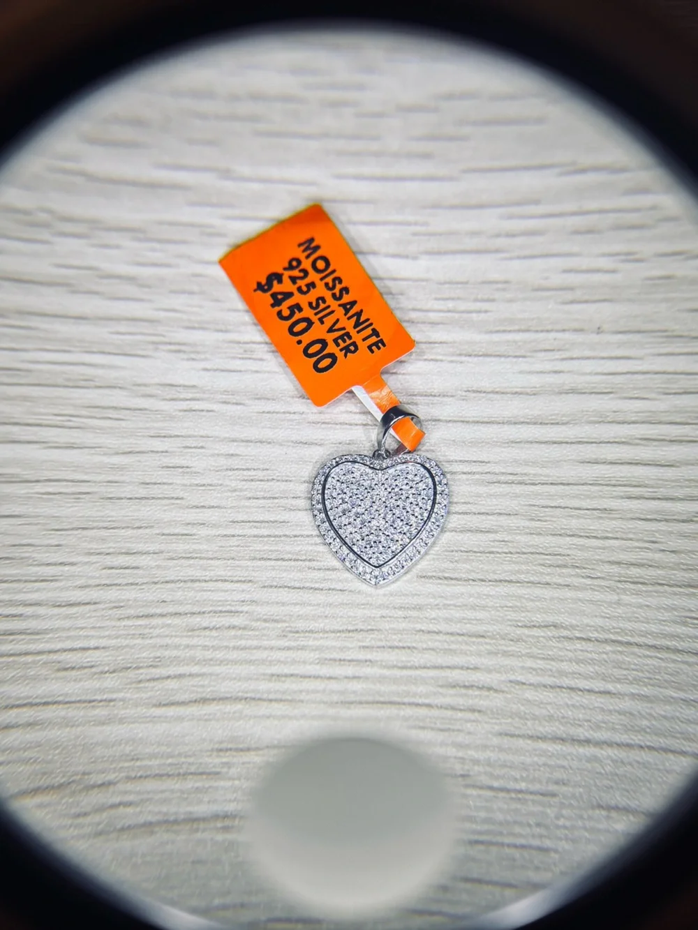 Solid 925 Sterling Silver VVS Moissanite Pave' Heart Pendant - Picture 6 of 13